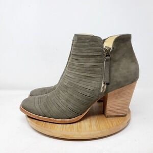 Paul Green Boots Womens 9.5 Malibu Ankle Bootie Slashed Green Zip Boho Chic Shoe